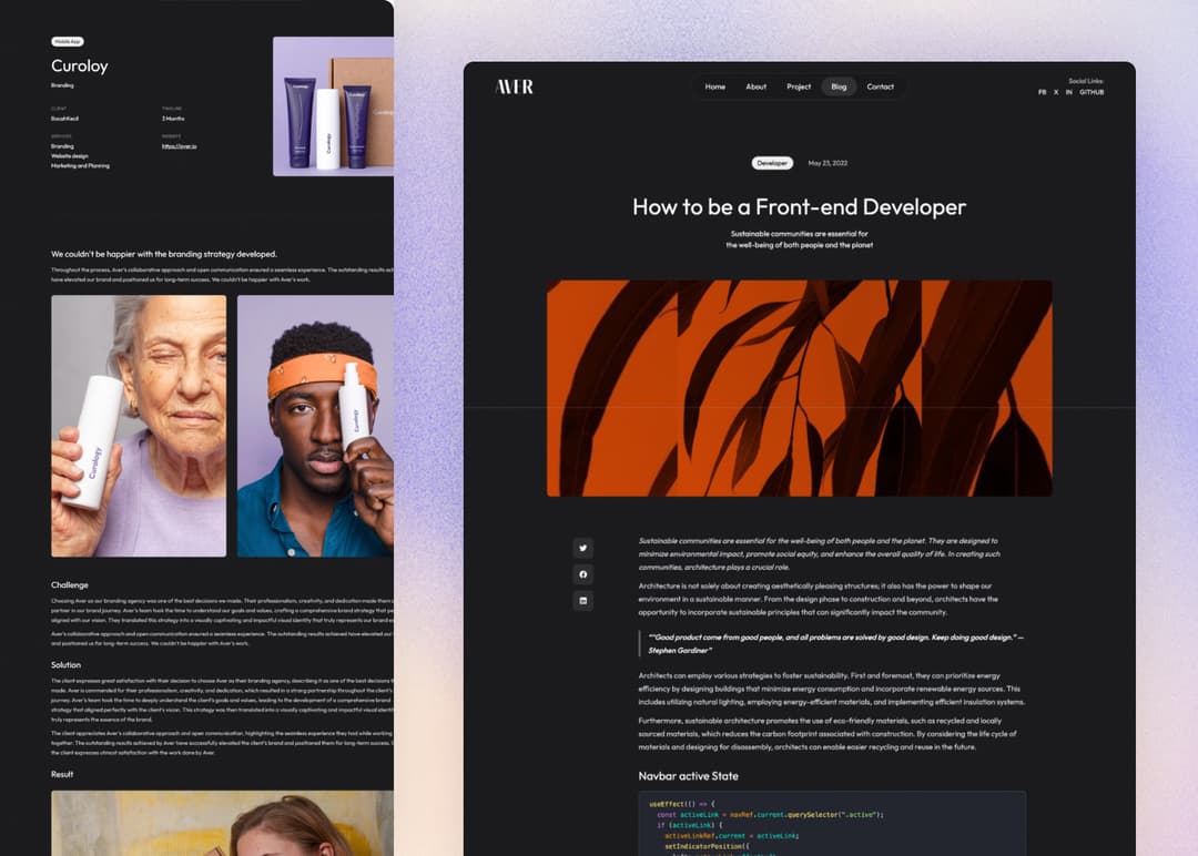Aver - Astro Portfolio and Blog Theme