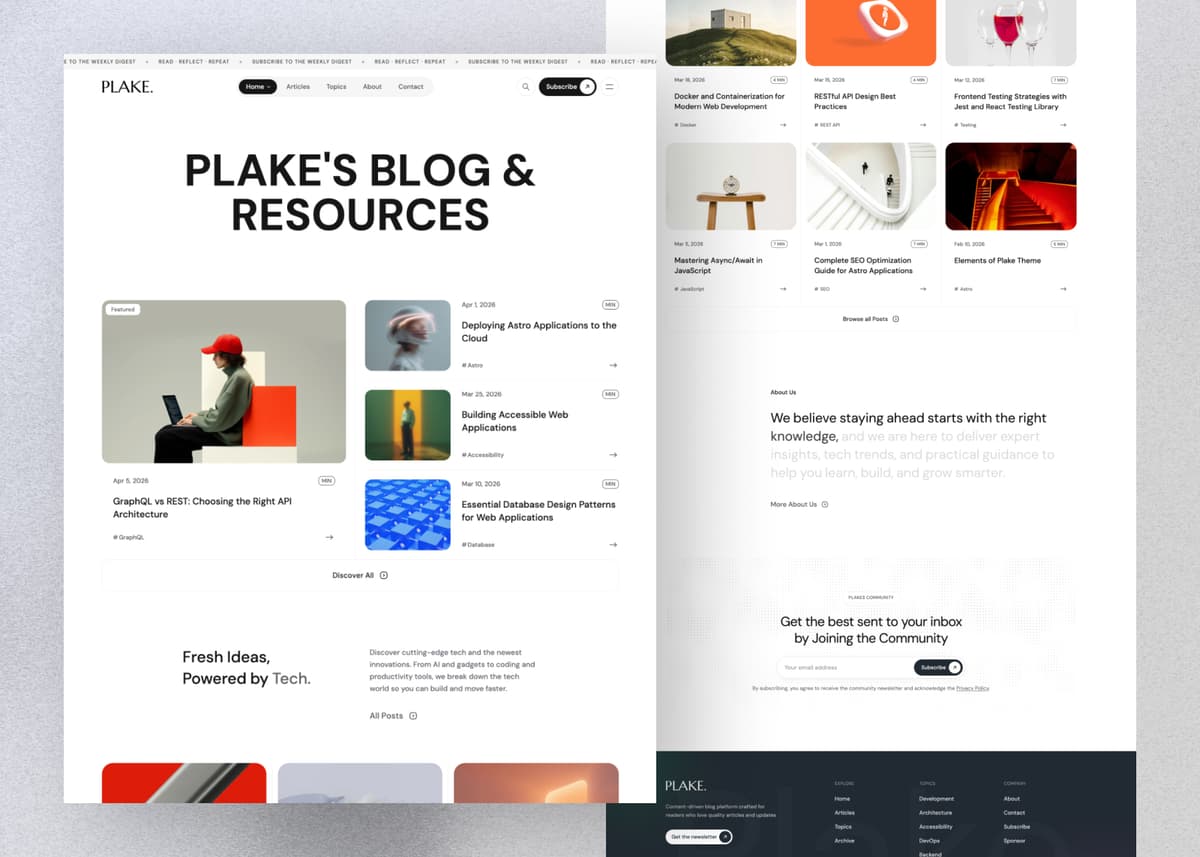 Plake - News & Blog Theme for Astro