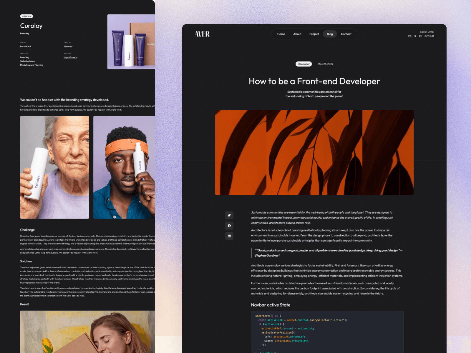 Aver — Astro Portfolio theme preview