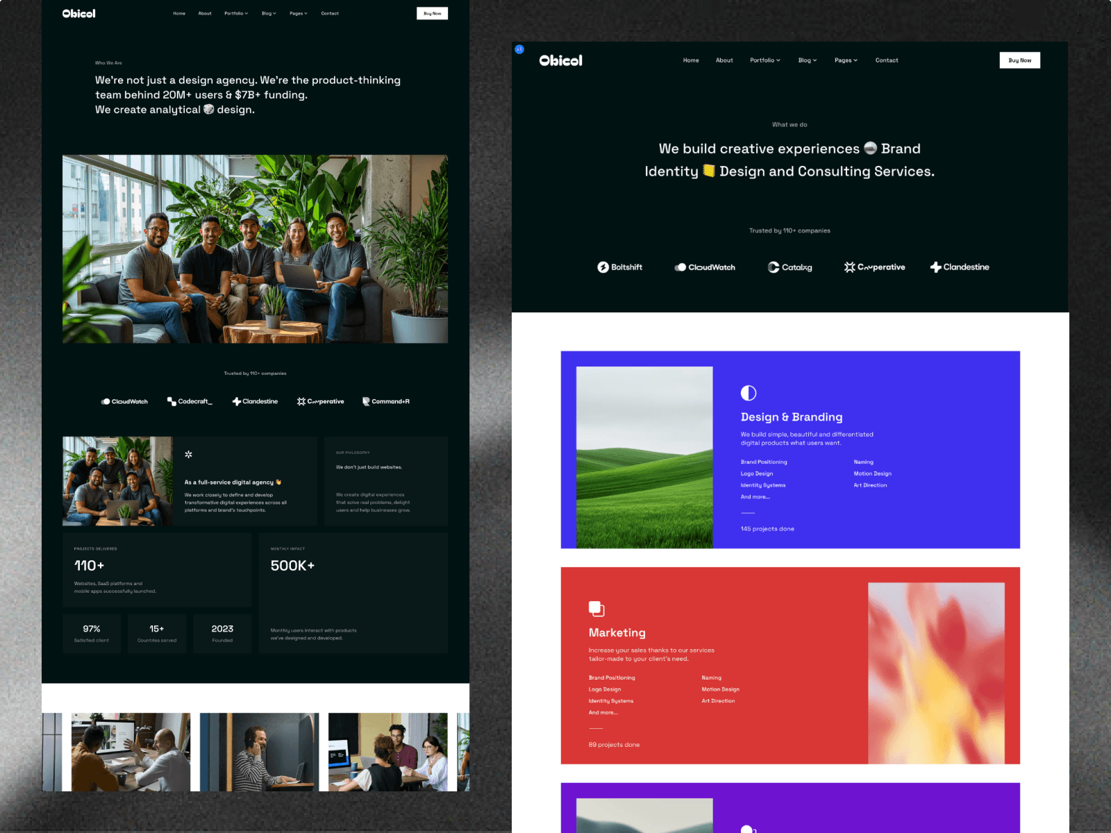 Obicol — Astro Agency theme preview