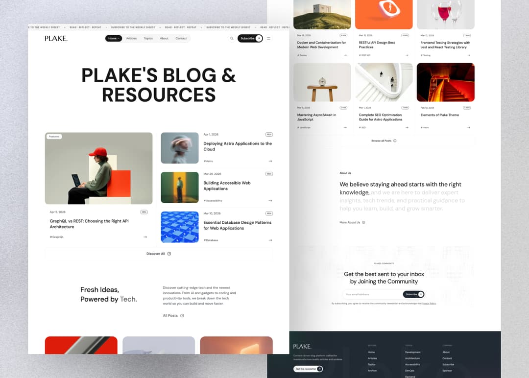 Plake - News & Blog Theme for Astro