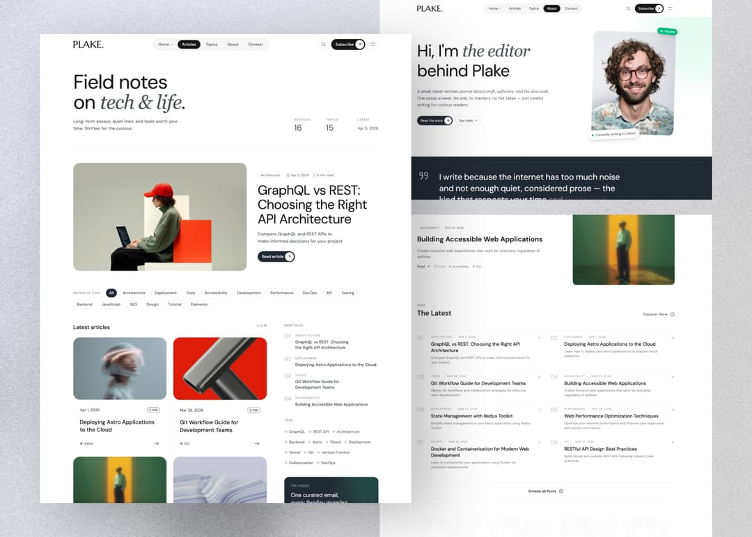 Plake - News & Blog Theme for Astro