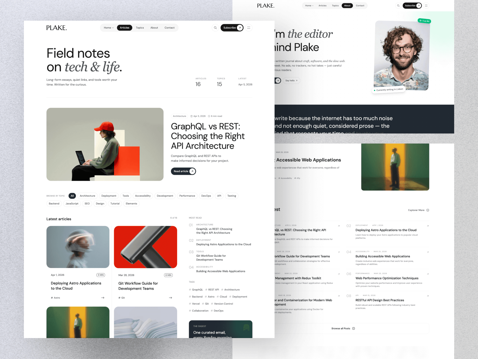 Plake — Astro Blog theme preview