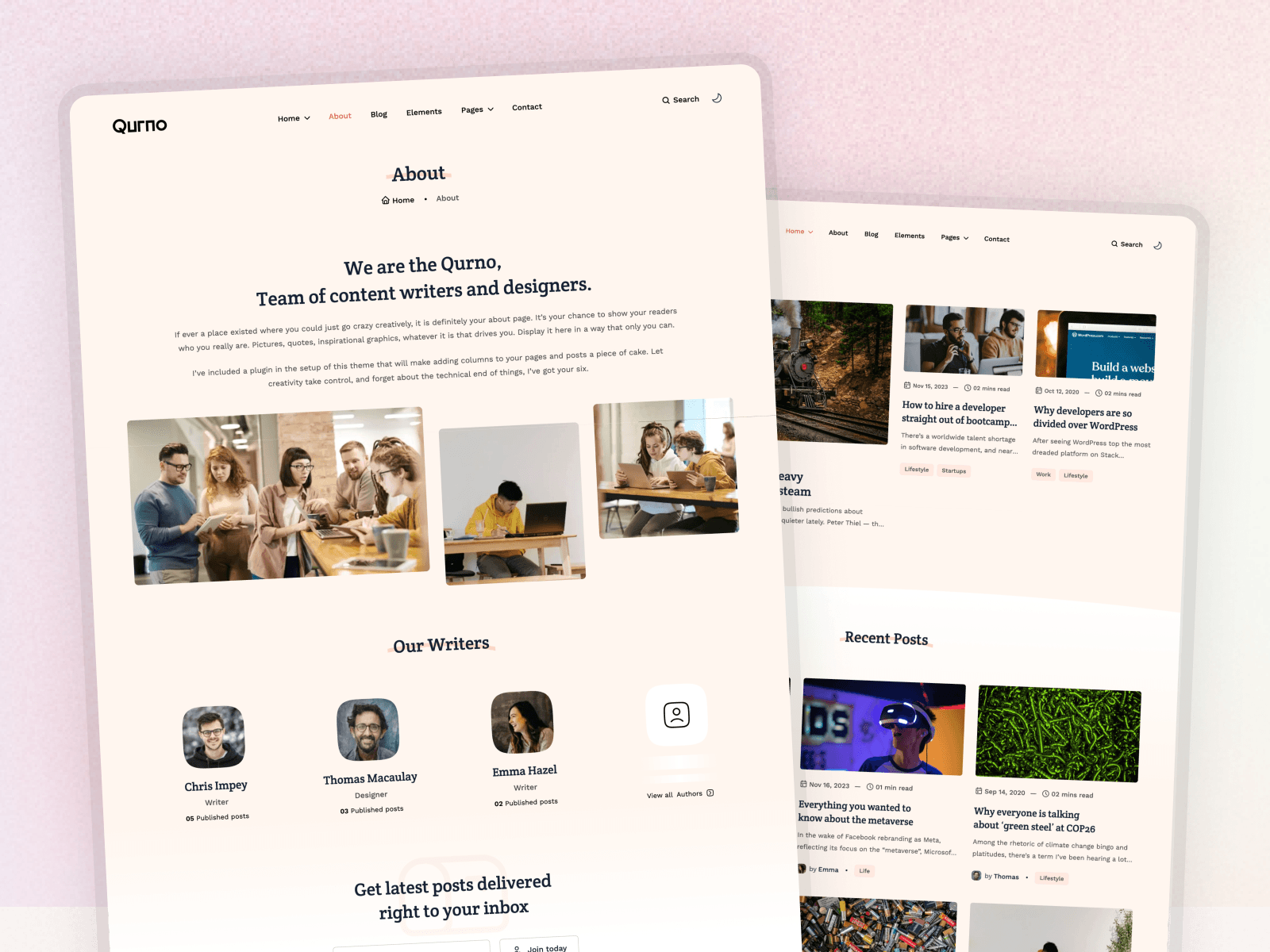 Qurno — Astro Blog theme preview